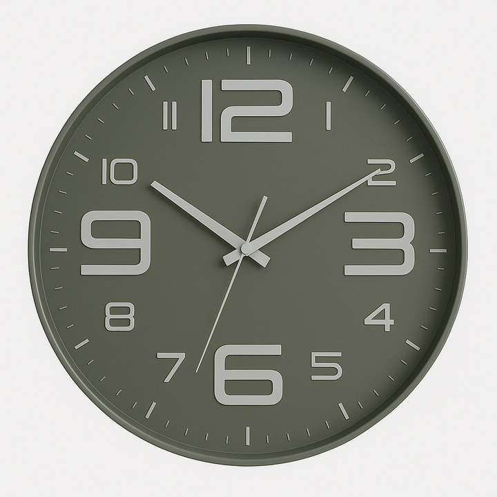 Grayo - Modern Wall Clock in grey beige and olive green