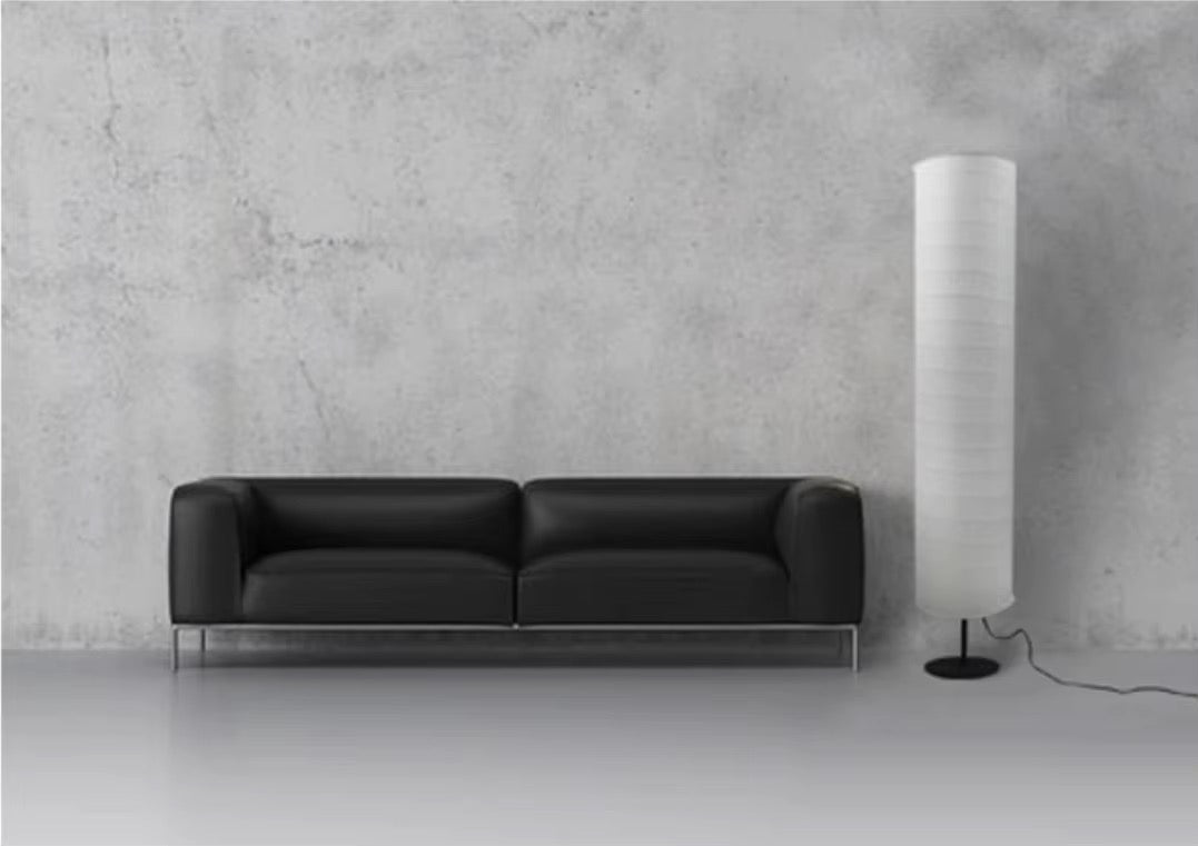 Cylindrical Beige Fabric Floor Lamp