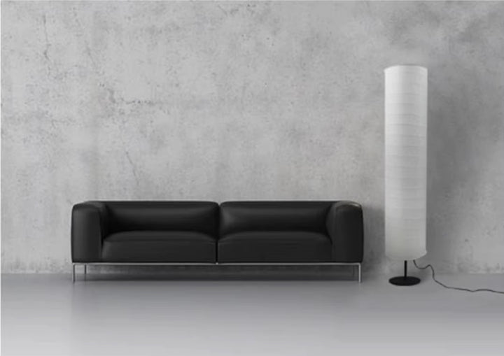 Cylindrical Beige Fabric Floor Lamp