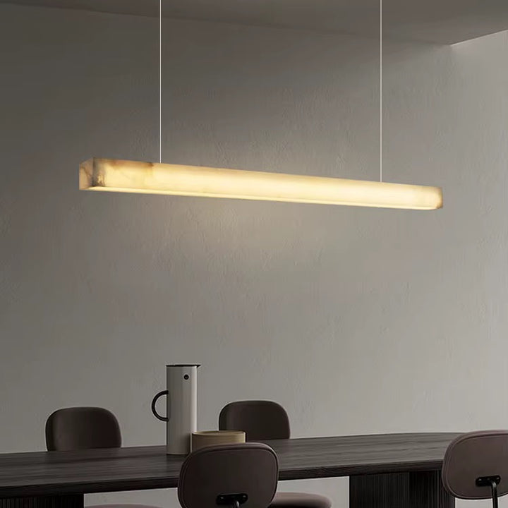 Modern Linear LED Pendant Light in Warm Ivory