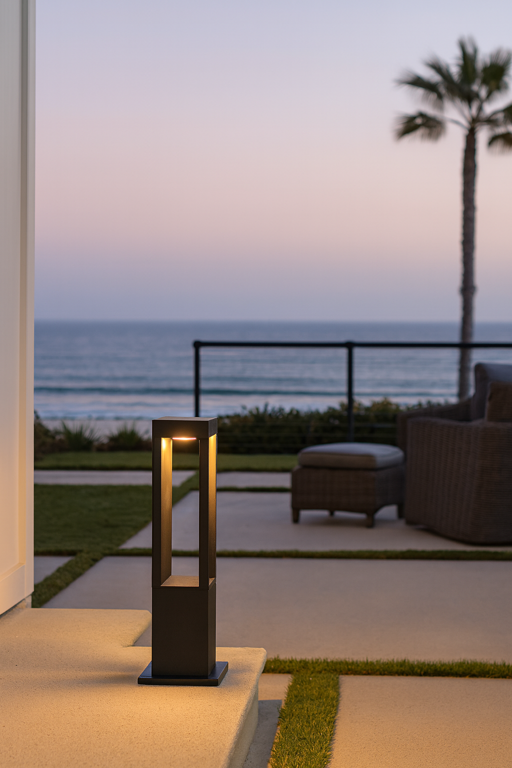 Modern Black LED Bollard Light - Outdoor Pathway Lighting