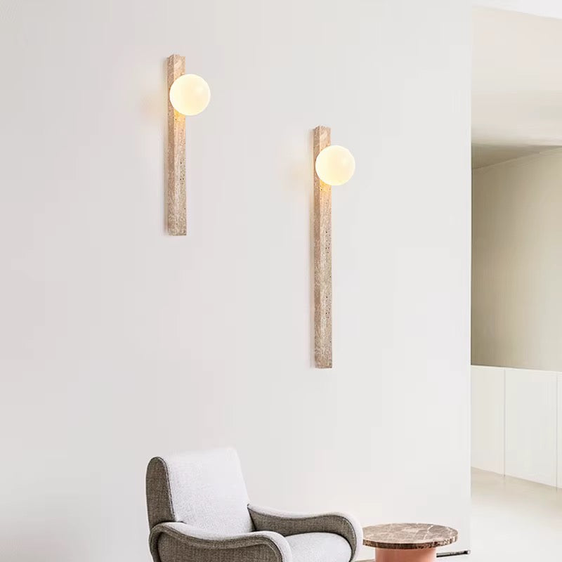 Modern Beige Travertine Up & Down LED Wall Sconce