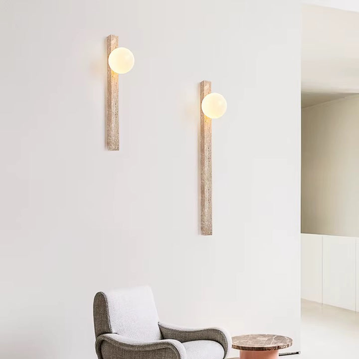 Modern Beige Travertine Up & Down LED Wall Sconce