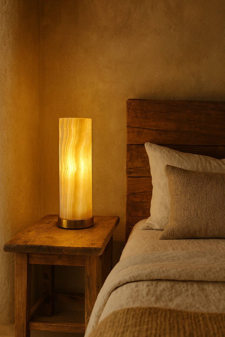 Tall Alabaster Marble Effect Table Lamp