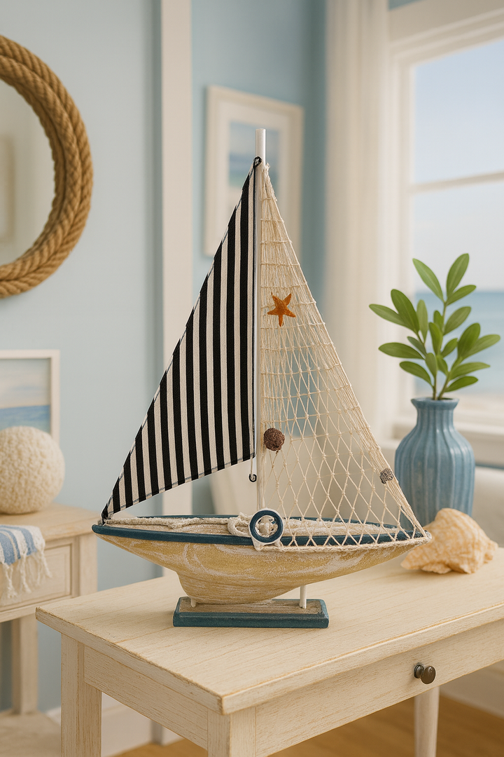 Nautica Striped Sailboat Model