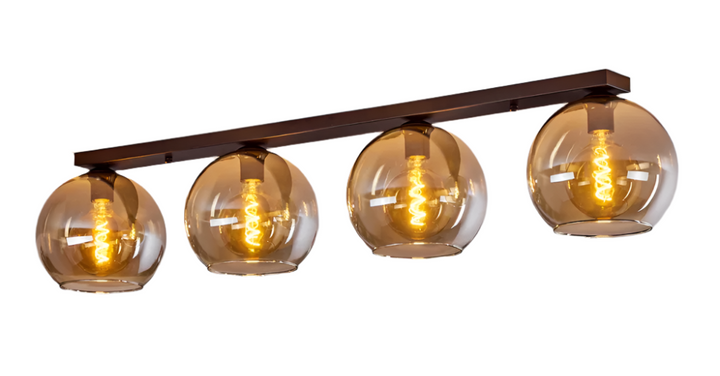 Modern Amber Glass Globe Ceiling Light - Bar Design