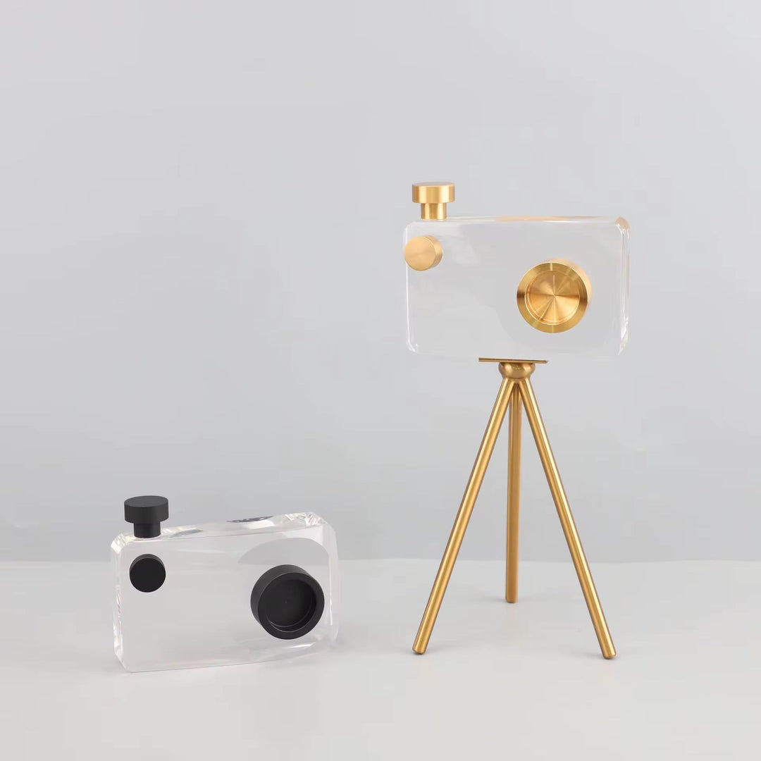 Crystal Camera Sculpture Set of 2