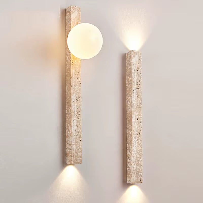 Modern Beige Travertine Up & Down LED Wall Sconce