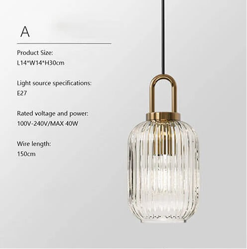 Modern Ribbed Glass Pendant Light Set