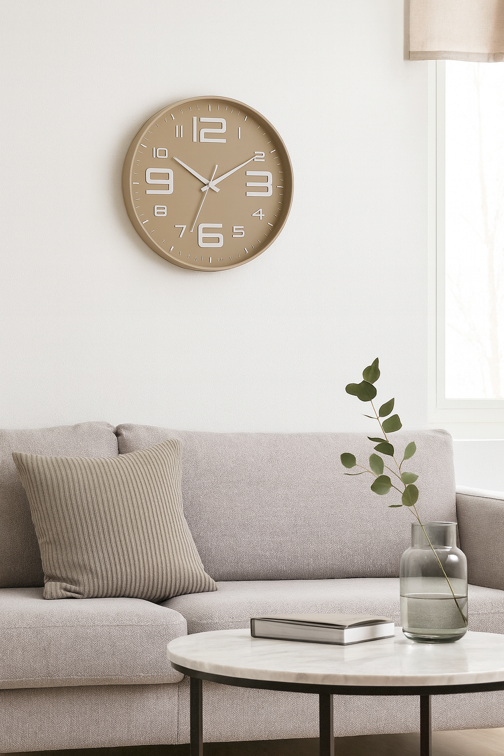 Grayo - Modern Wall Clock in grey beige and olive green