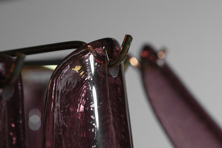 Burgundy Glass Cascade Chandelier with Layered Shades