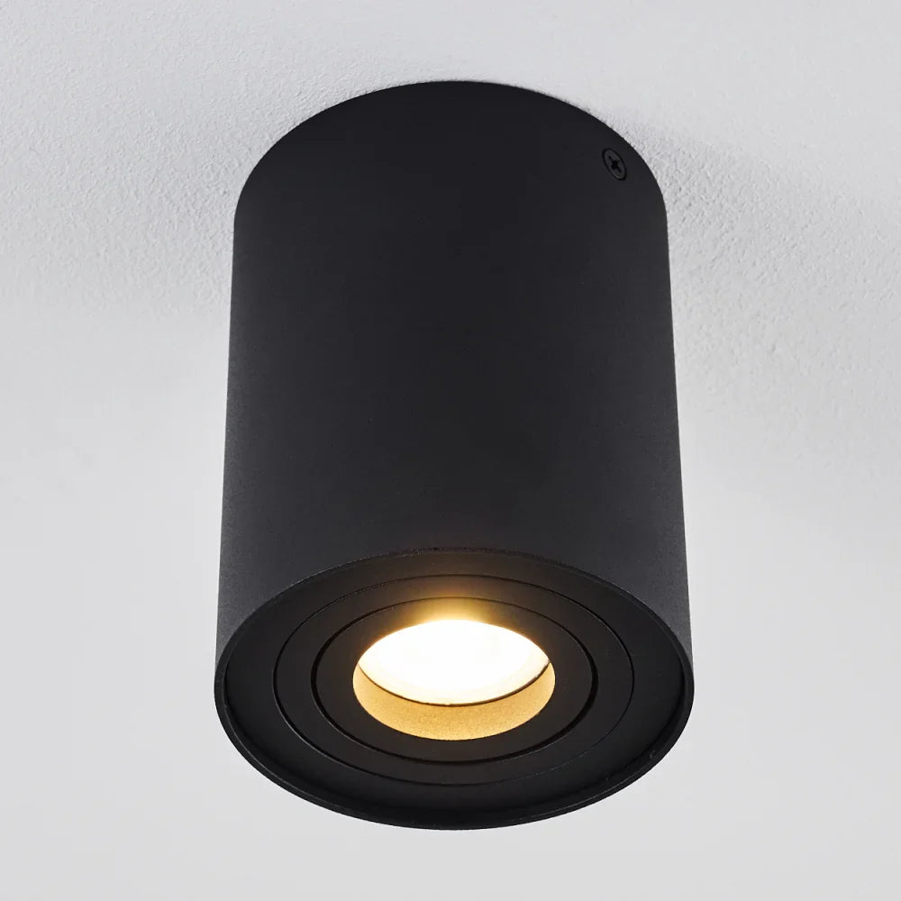 Modern Adjustable Black Cylinder Ceiling Spotlight