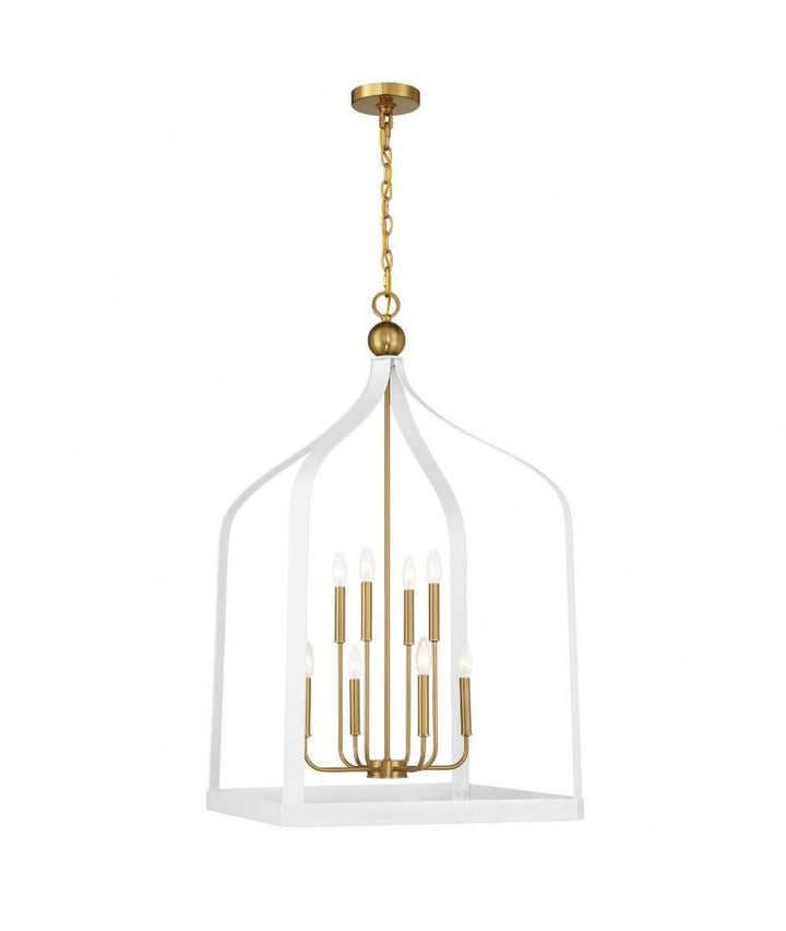 Elegant White and Gold Cage Chandelier