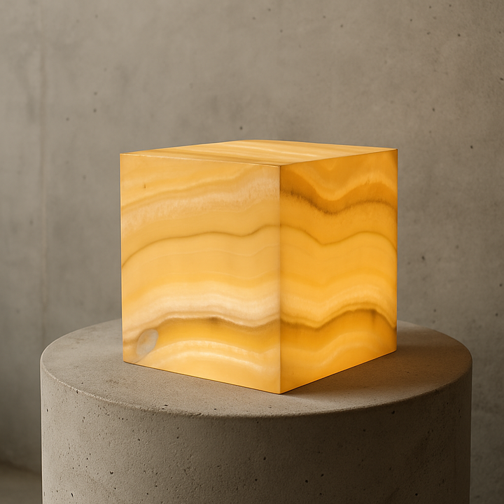 Alabaster Marble Cube Table Lamps