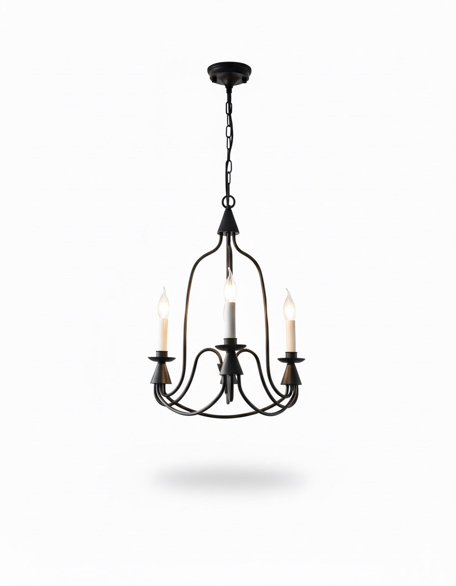 Vintage Black & Brass Candle Chandelier