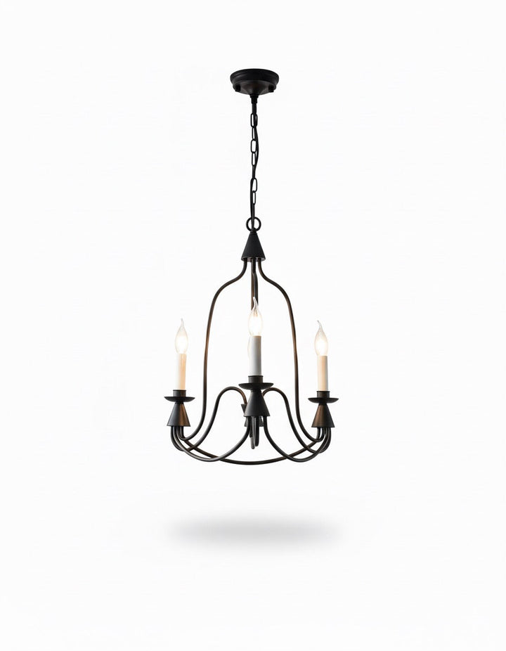 Vintage Black & Brass Candle Chandelier