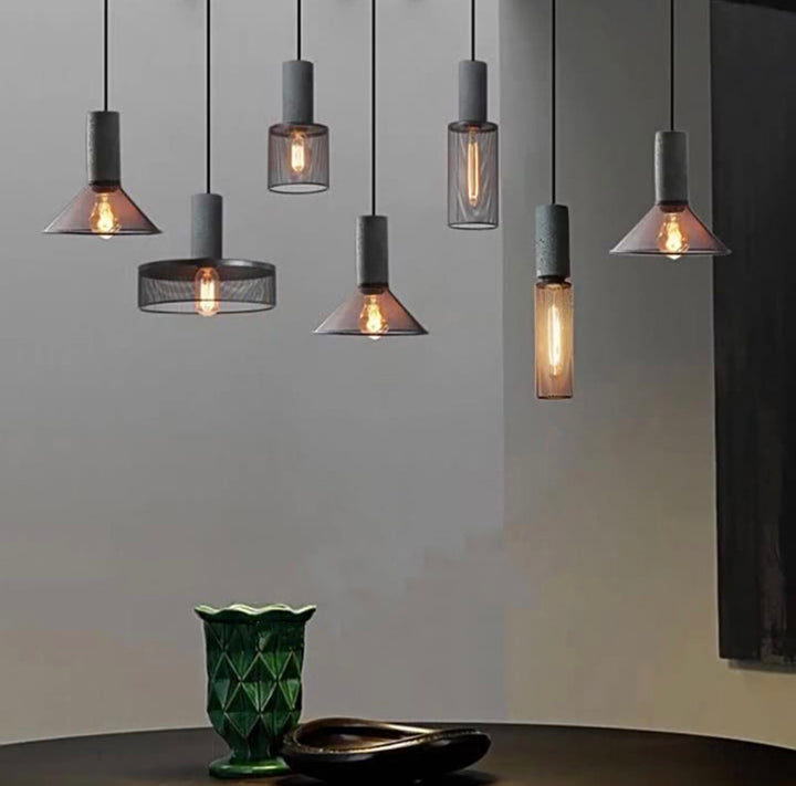 Industrial Concrete and Metal Pendant Light