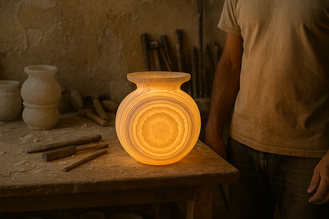 Alabaster Outdoor Vase Glow Lamp