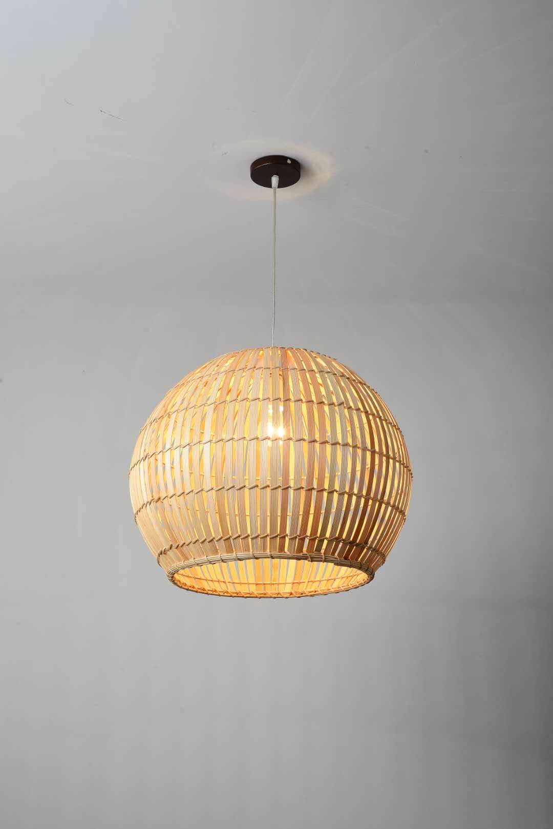 Natural Bamboo Pendant Light with Warm Ambient Glow