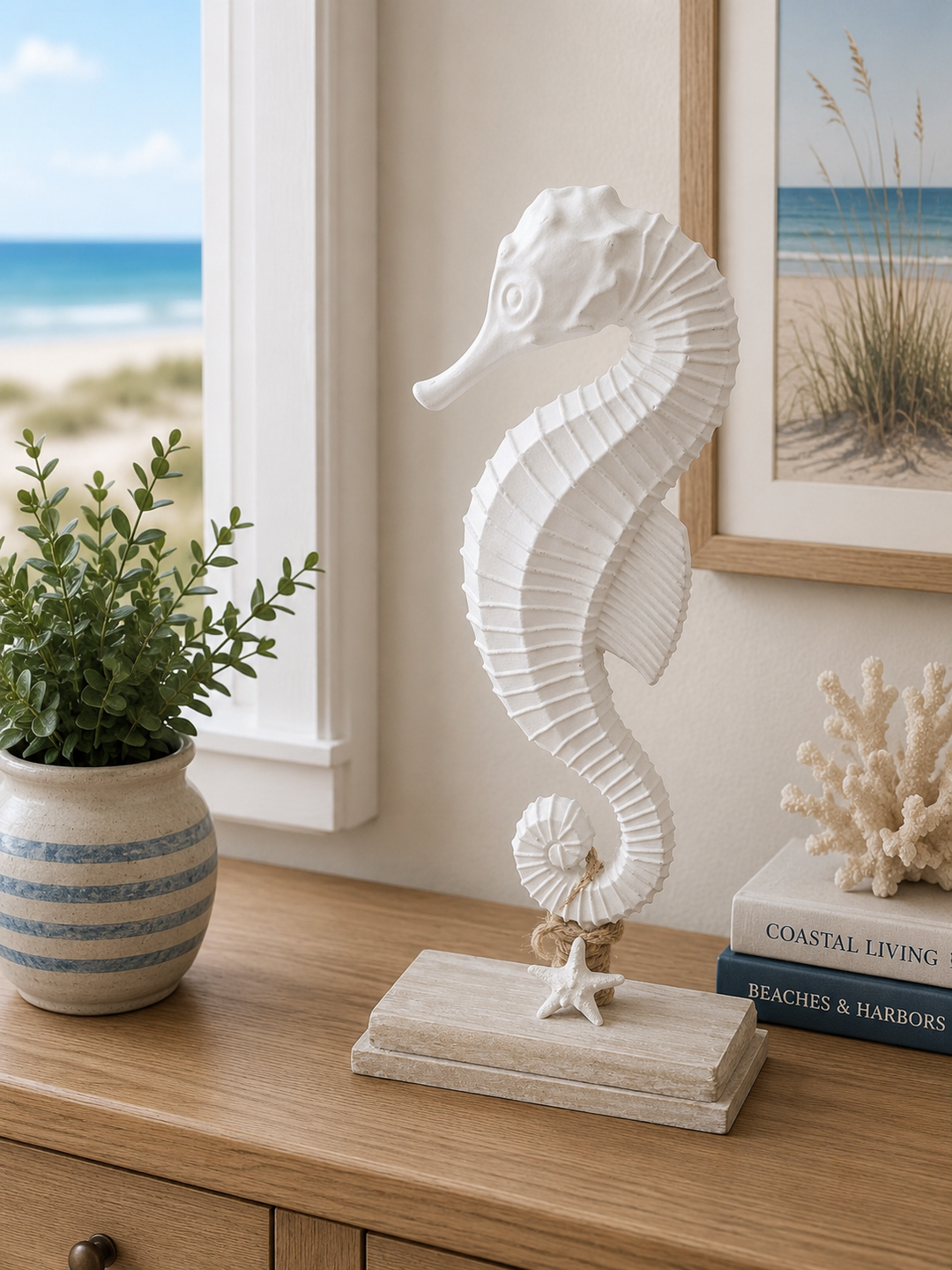 Coastal Home White Seahorse Figurine