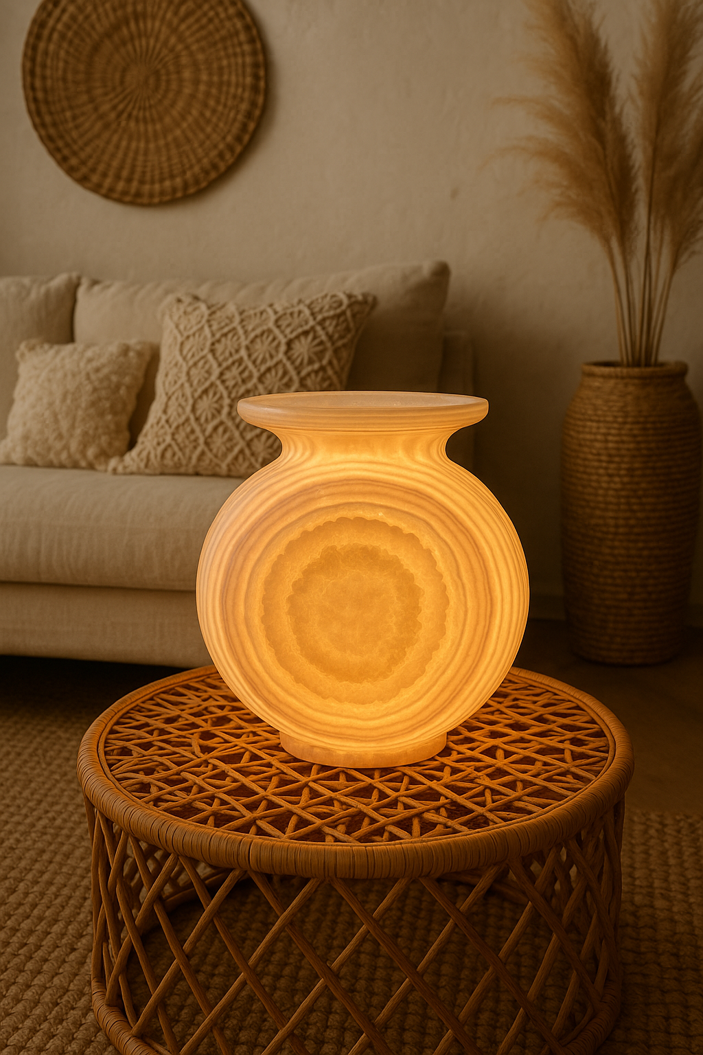 Alabaster Outdoor Vase Glow Lamp