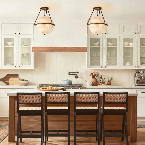 Brass Or Black Crystal Globe Ceiling Light