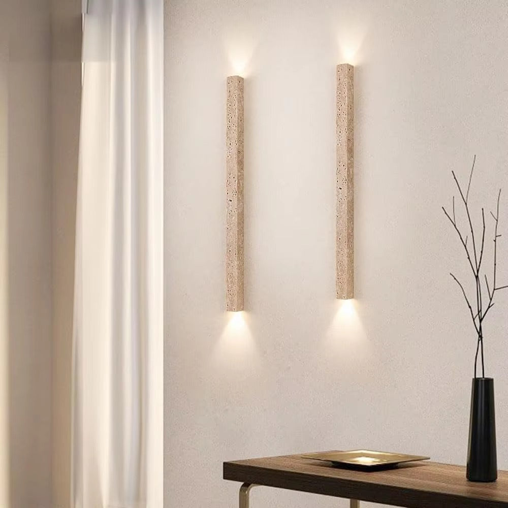 Modern Beige Travertine Up & Down LED Wall Sconce
