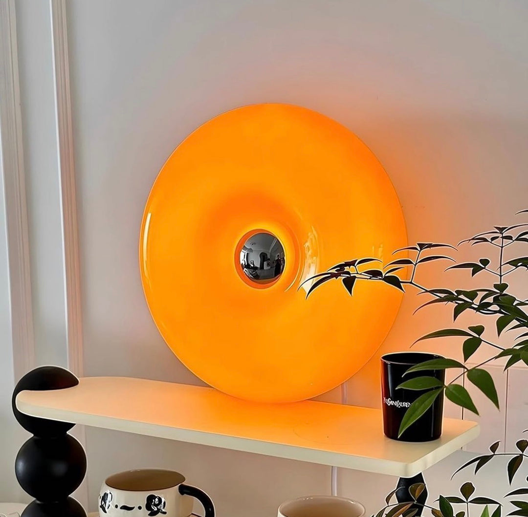 Orange Pink & white Sculptural Round Wall or table Light