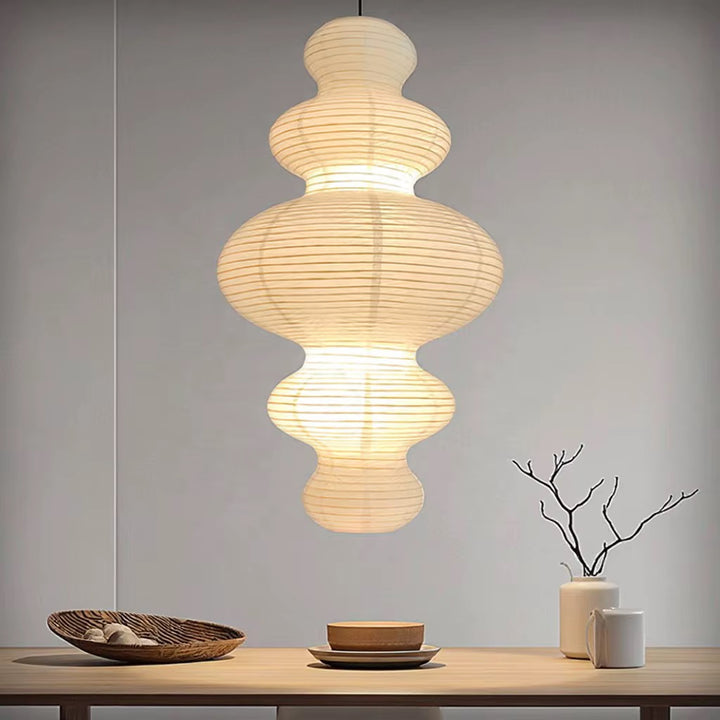 Sculptural Cream Paper Pendant Light