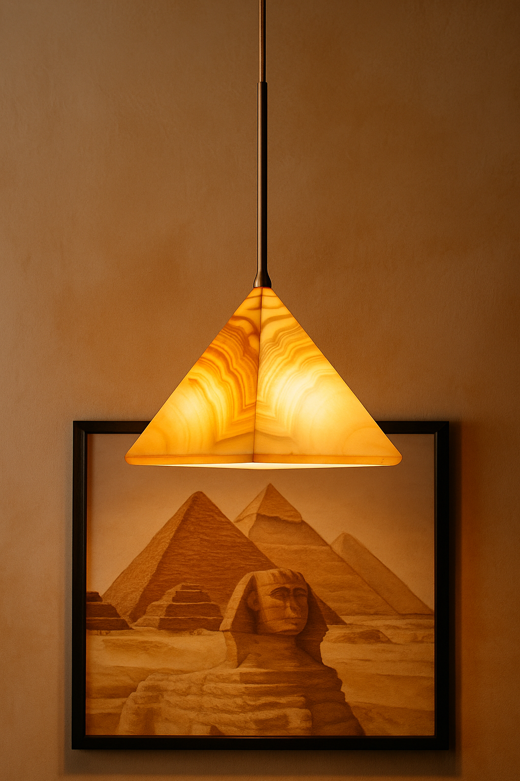 Warm Pyramid AlabasterPendant Light