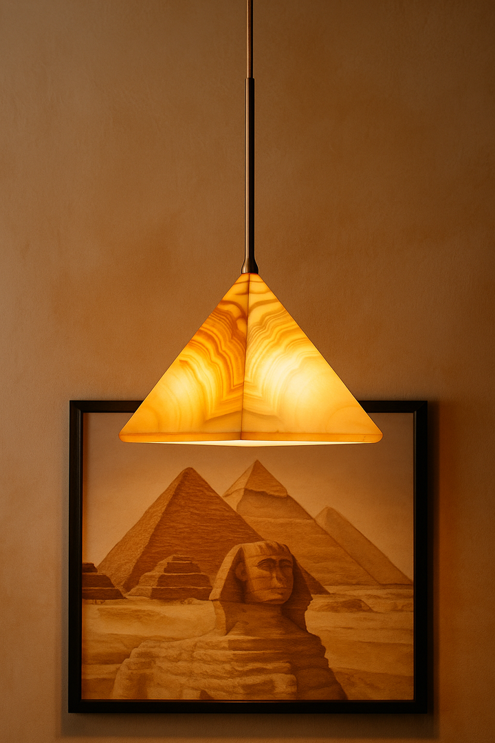 Warm Pyramid AlabasterPendant Light
