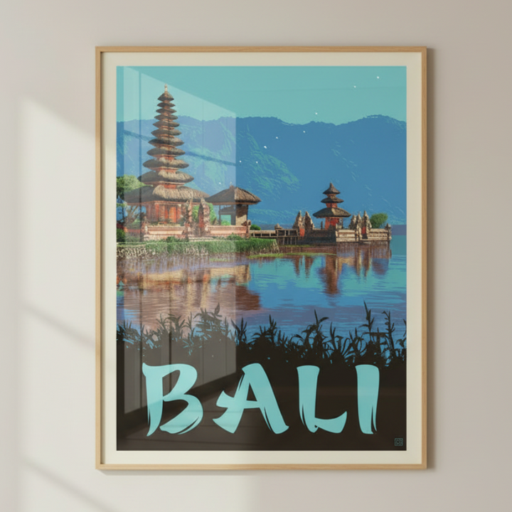 Bali Indonesia Vintage Travel Poster Canvas