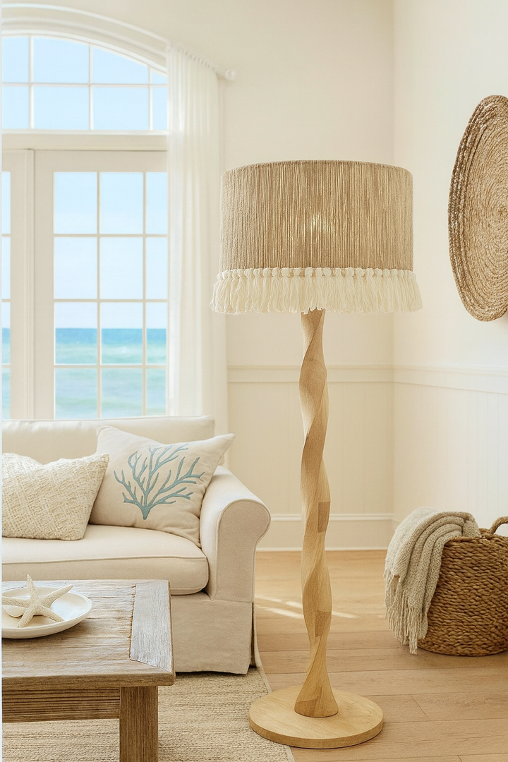 Rustic Twisted Wood Floor Lamp