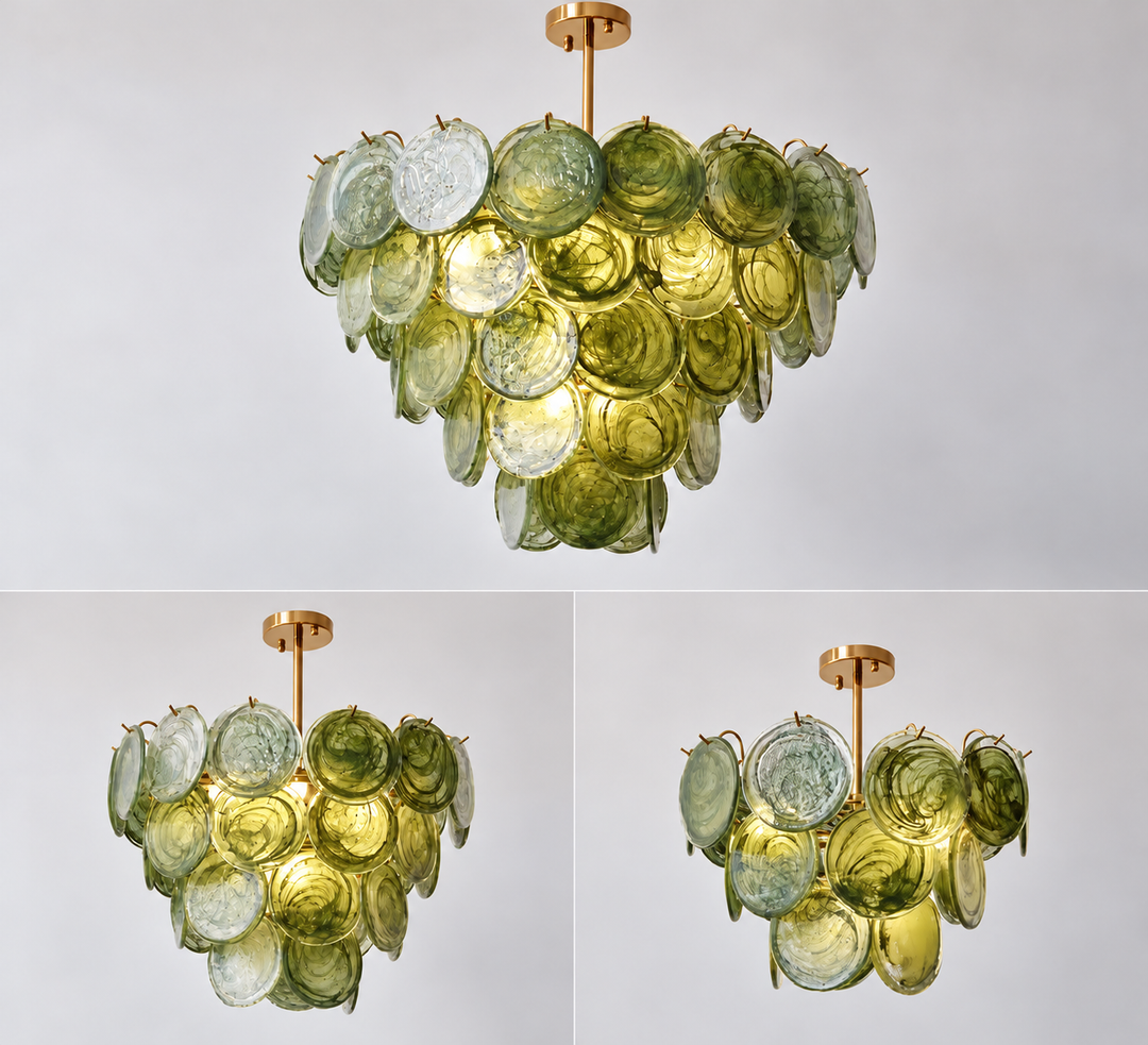 Verdina - Green Glass Disc Chandelier