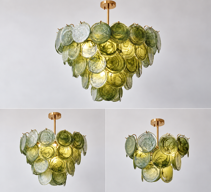 Verdina - Green Glass Disc Chandelier