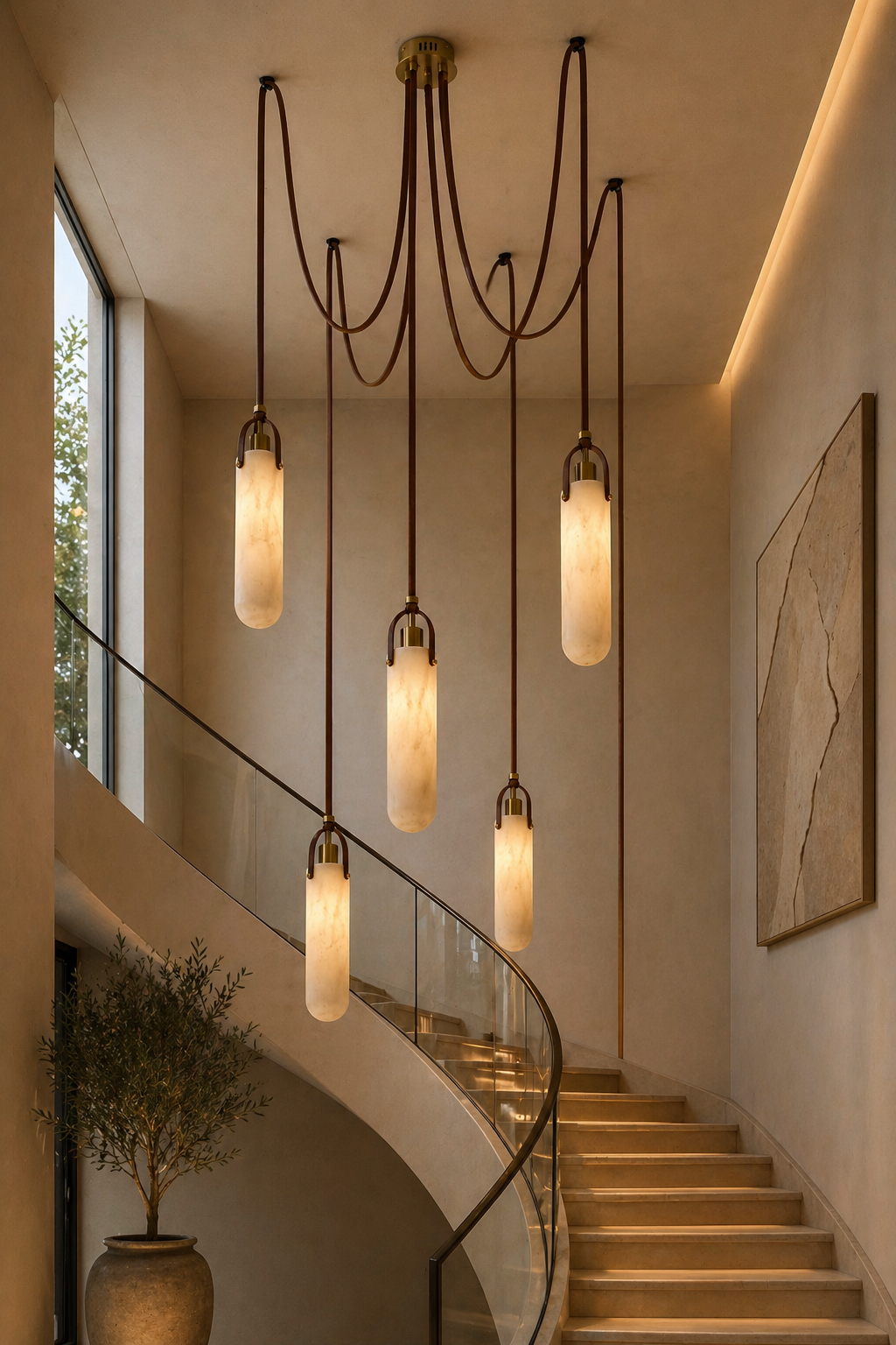 Terra Alba - Modern Artificial Marble Tube Chandelier