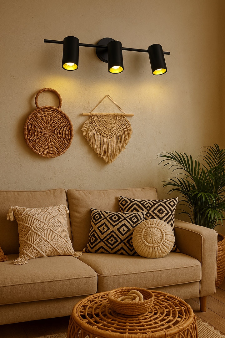 Modern Black Triple & Double Wall Spotlight