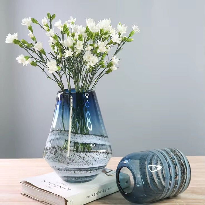 Blue Gradient Glass Vase Set of 2
