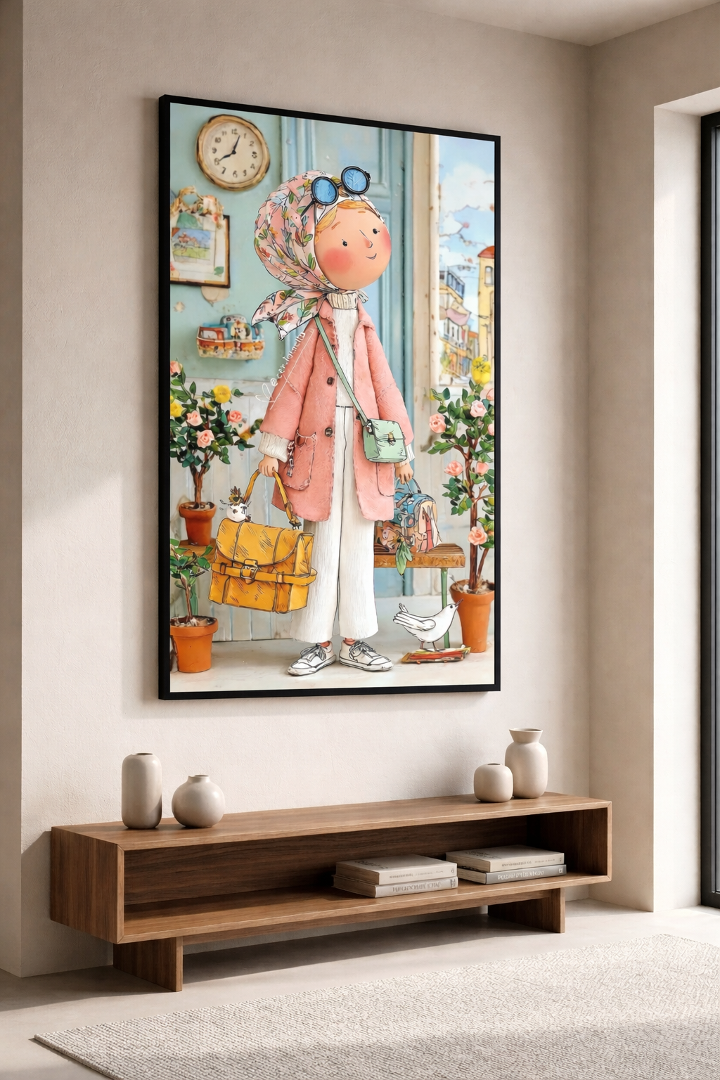 Stylish Girl Traveler Canvas Art