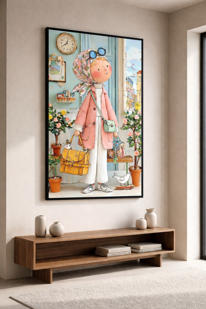 Stylish Girl Traveler Canvas Art
