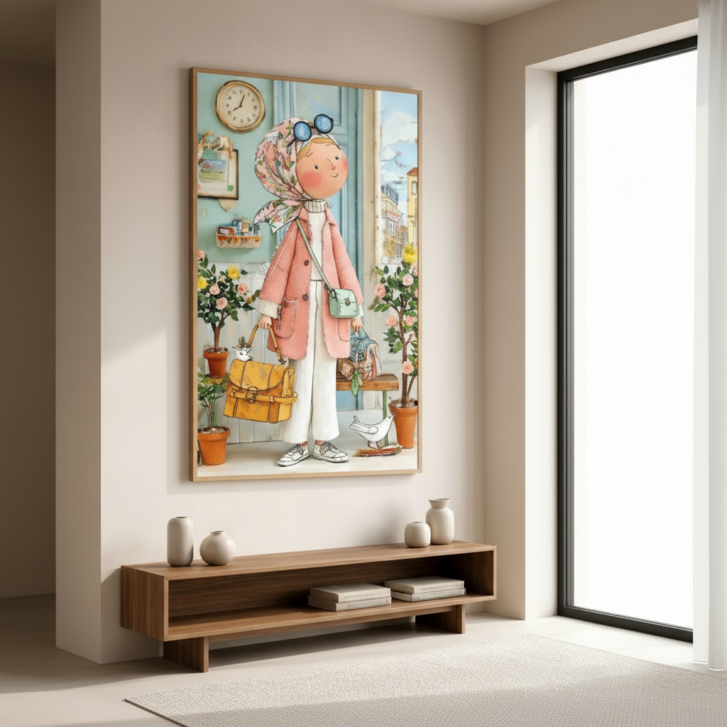 Stylish Girl Traveler Canvas Art