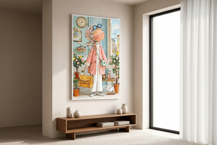 Stylish Girl Traveler Canvas Art