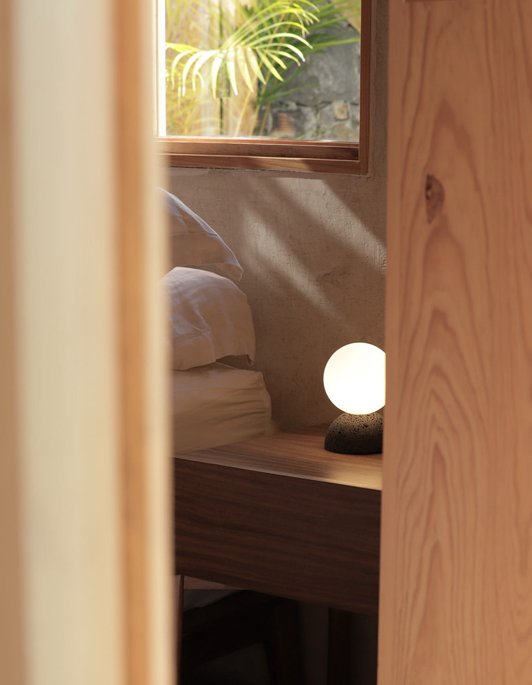 Modern Table Lights with Concrete and Glass Globes