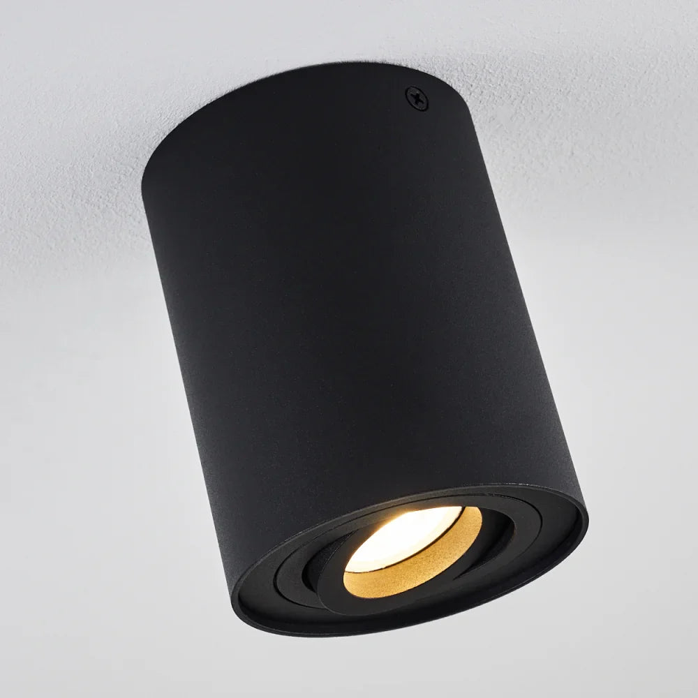 Modern Adjustable Black Cylinder Ceiling Spotlight