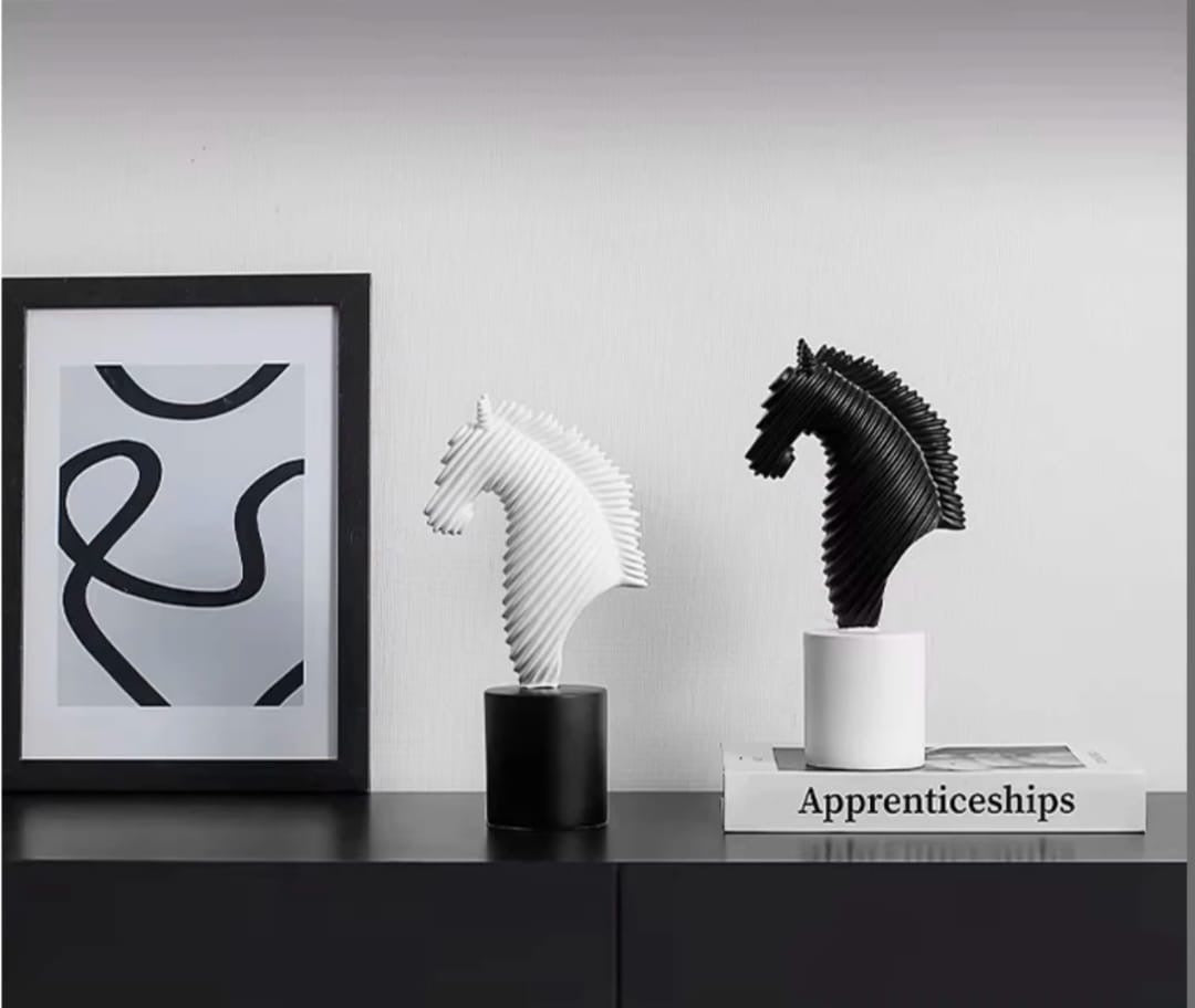 Black & White Modern Horse Head Sculptures