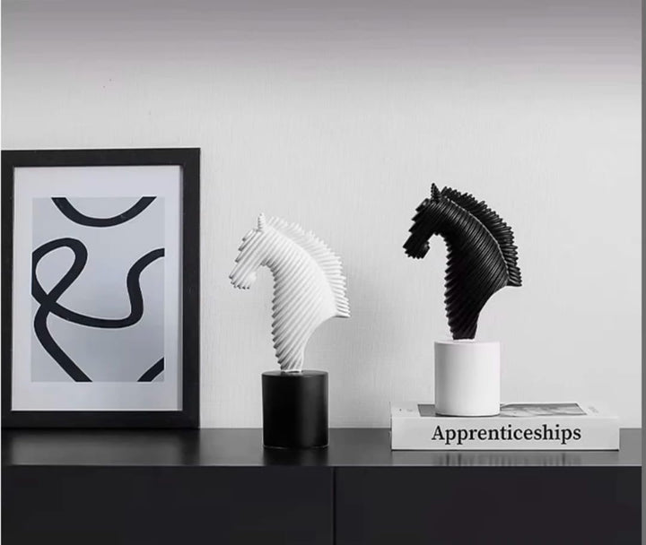 Black & White Modern Horse Head Sculptures