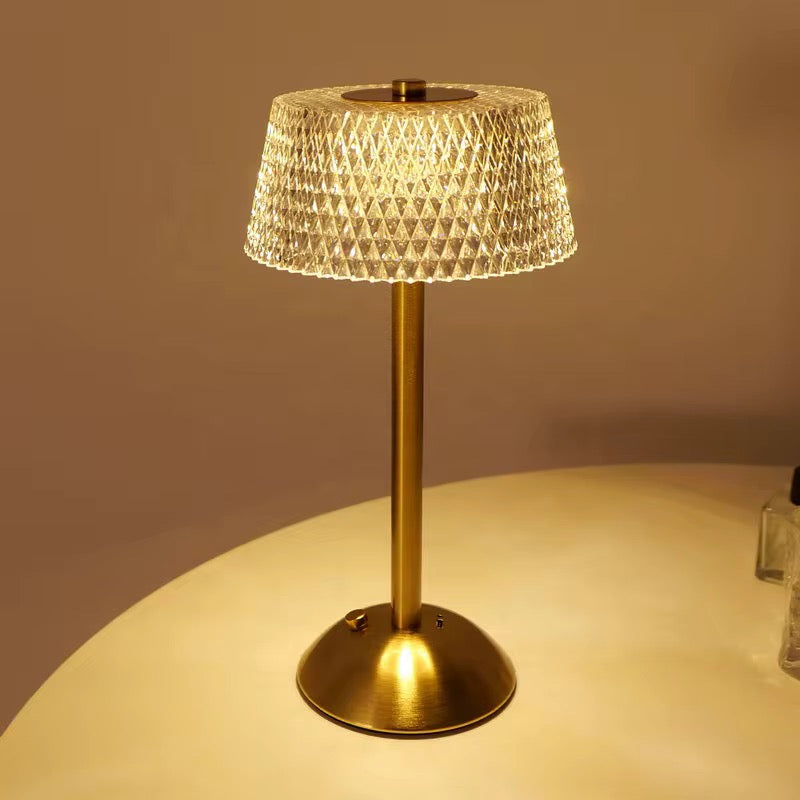Crystal Shade Rechargeable Gold Table Lamp