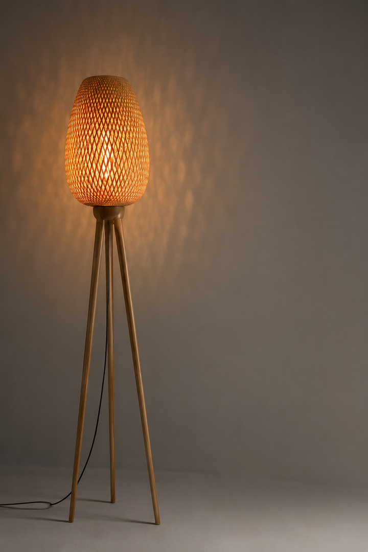 Nordic Tripod Bamboo Floor Lamp