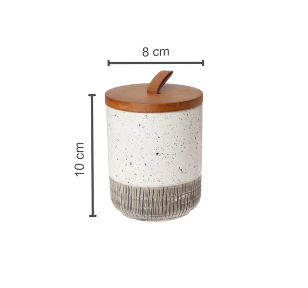 Ceramic Spice Jar Set with Wooden Tray