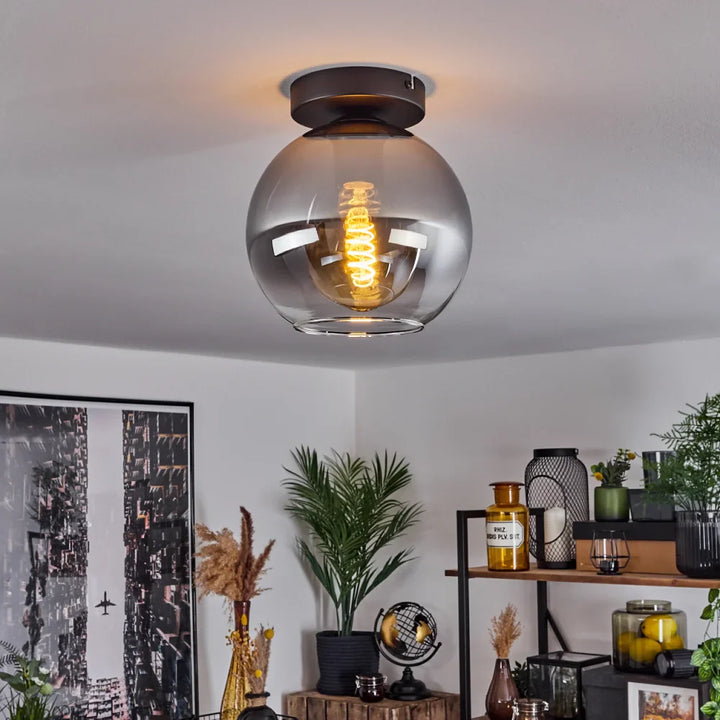 Modern Smoked Glass Globe Ceiling Light